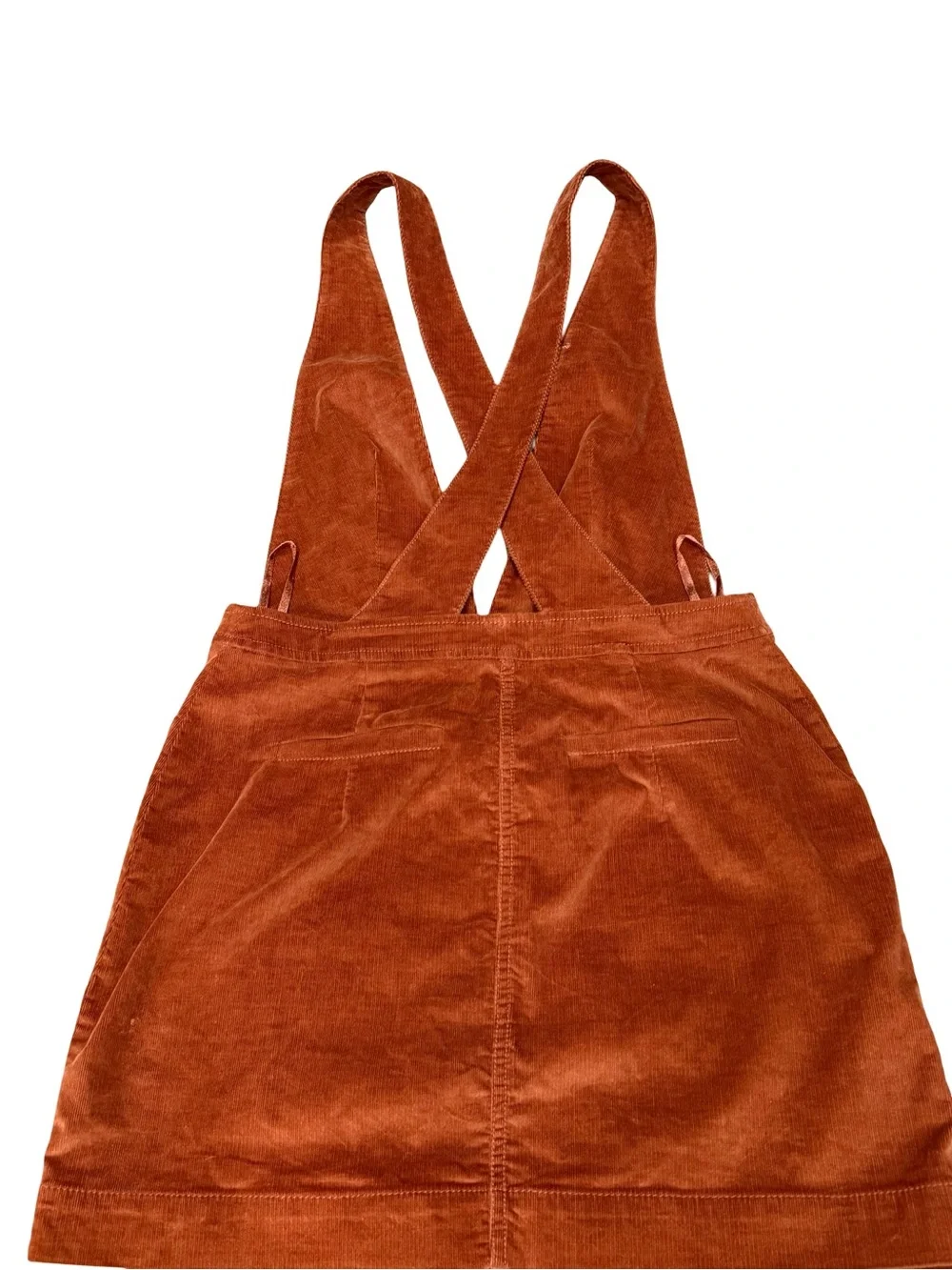 🍂Free People Old School Love Corduroy Overall Pinafore Dress Rust Orange Size 6